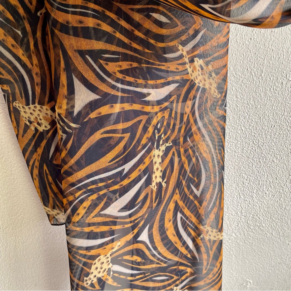 Oversized Sheer Leopard/ Striped Bold Color Scarf/ Shawl. 66" X 19" - Picture 6 of 16